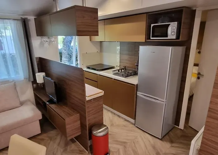 Mobile Avec Terrasse Et Piscine. Chalet Hourtin